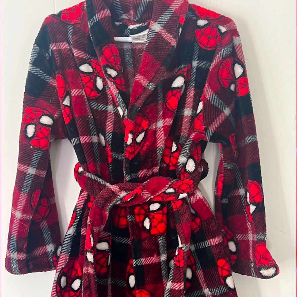 Marvel Plaid Spider-Man Robe Boys 4-5